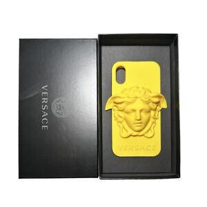 VERSACE NIB Medusa Yellow Silicone iPhone X Bumper Phone Shell Case Authentic
